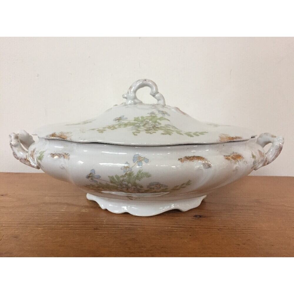 Vtg Hanley J G Meakin Floral Semi Porcelain Covered Oval Vegetable Serving Dish